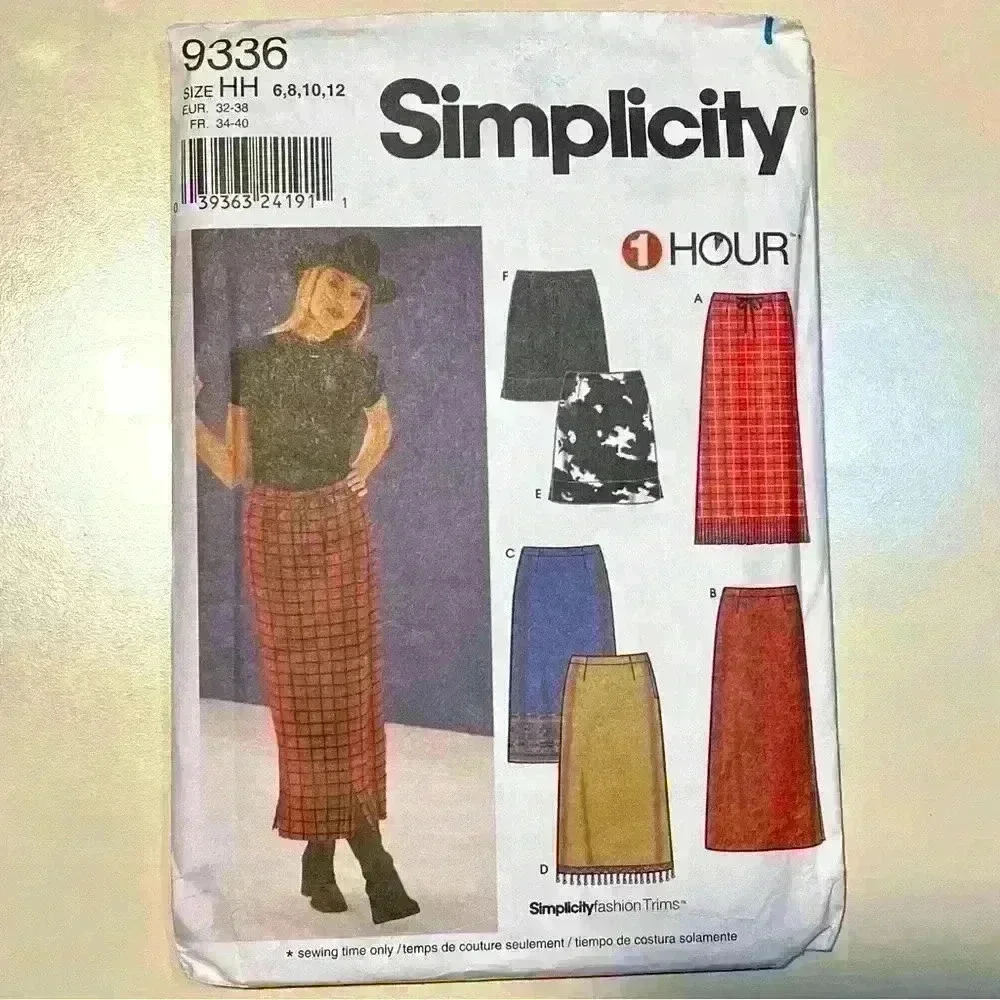 Vintage Simplicity #9336 1 Hour Pattern Misses Relaxed Fit Skirt Size 6-12 Uncut